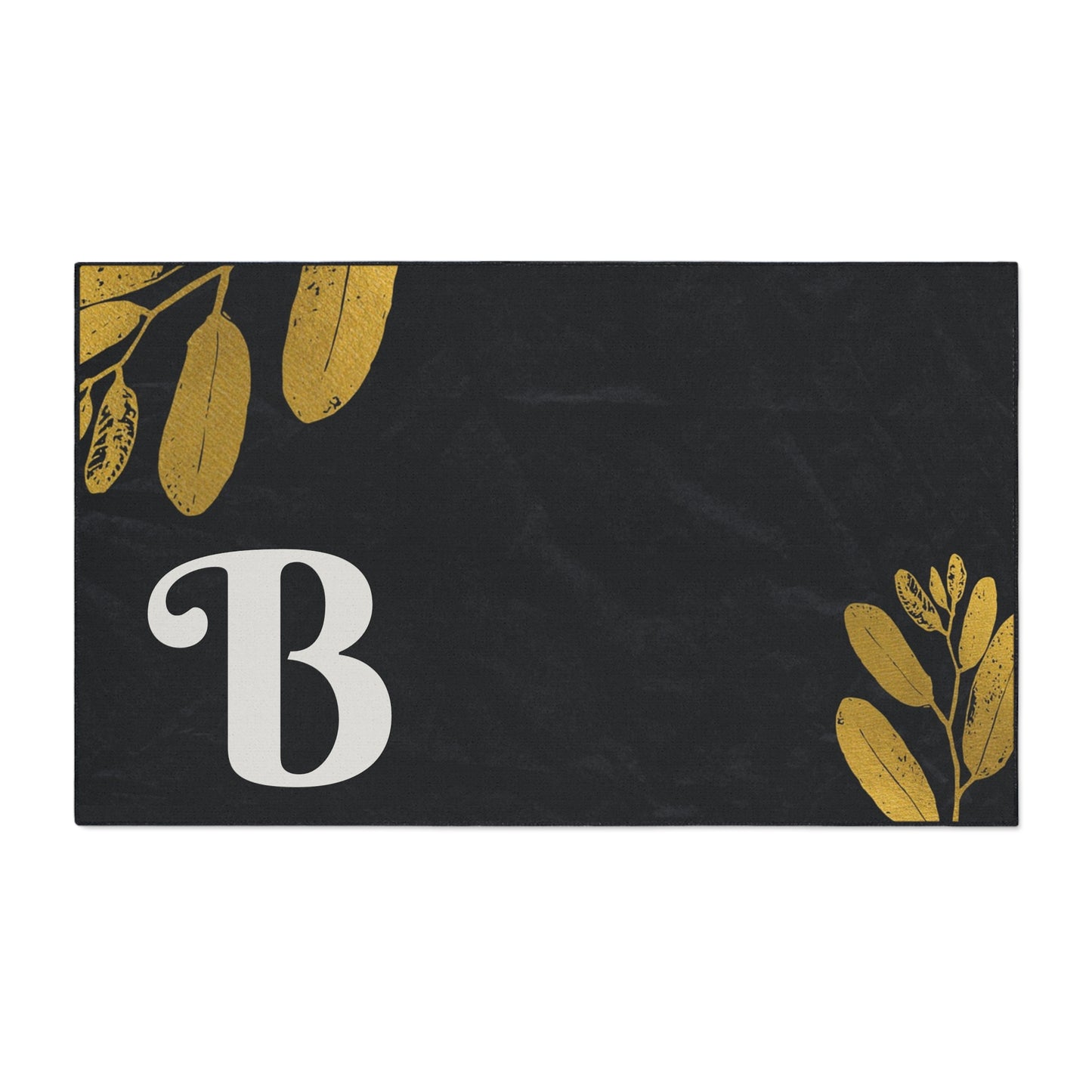 Monogram B Heavy Duty Floor Mat — Black & Gold Botanical Doormat