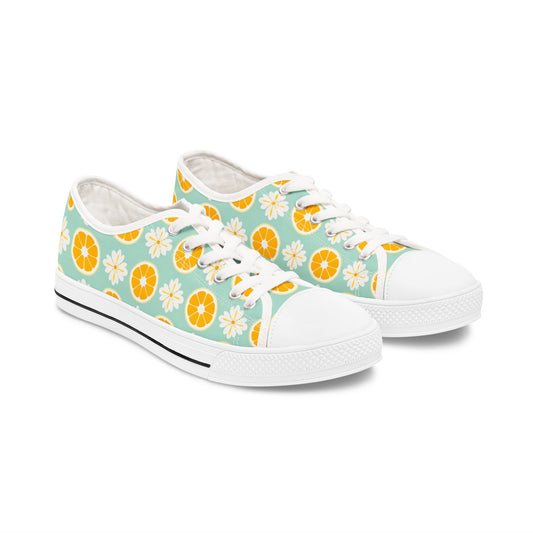 Low Top Sneakers — Retro Citrus & Daisies Pattern