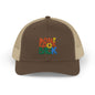 Don’t Look Back Snapback Trucker Cap — Retro Rainbow Embroidered Hat