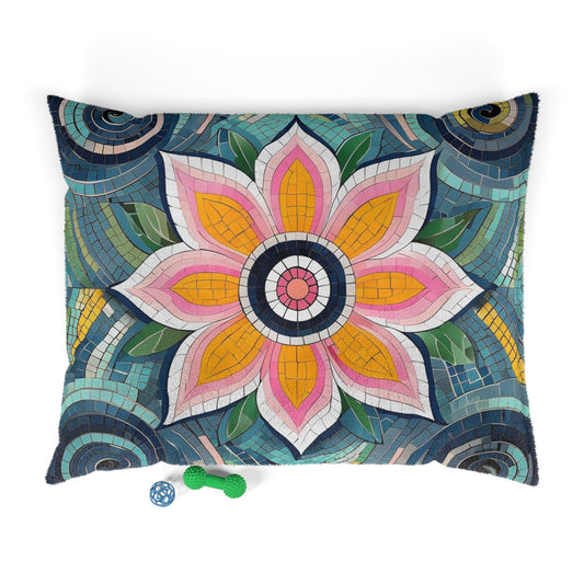Florals & Swirls Pet Bed, Cozy Bed for Dogs or Cats, Colorful Pet Cushion, Mosaic Design, Unique Pet Decor, Pet Lover Gift