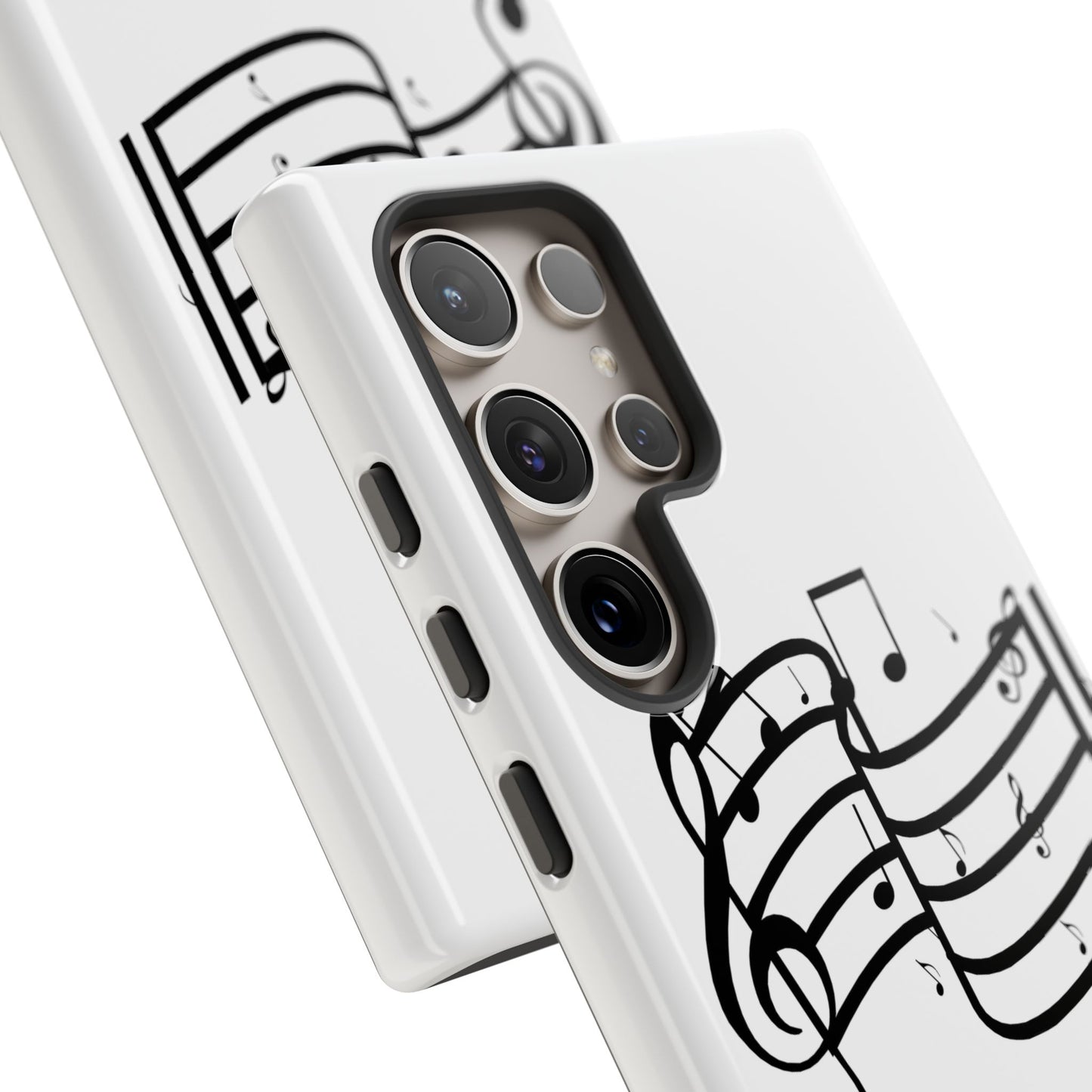 Musical Notes Phone Case — Black Treble Clef Music Staff Tough Case