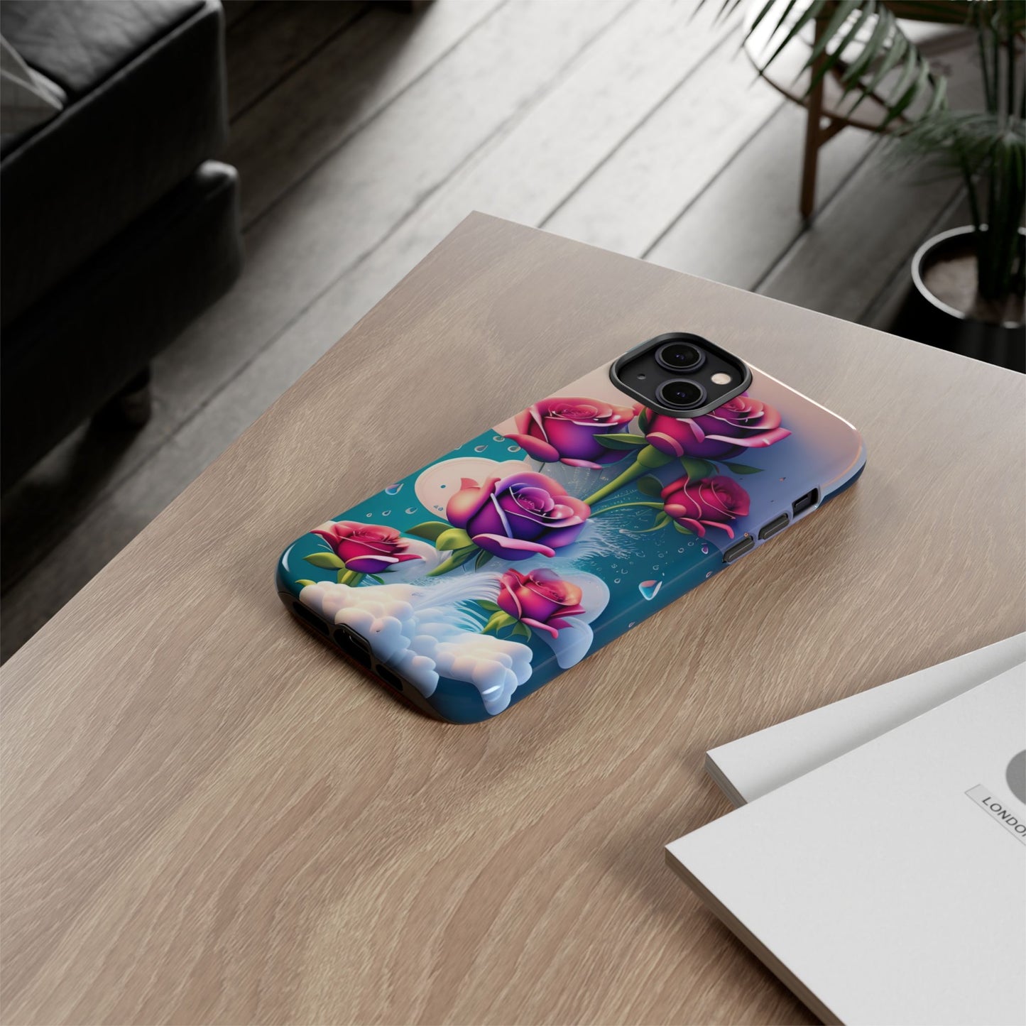 Floral Dream Tough Phone Case — Rose Bouquet Clouds Design