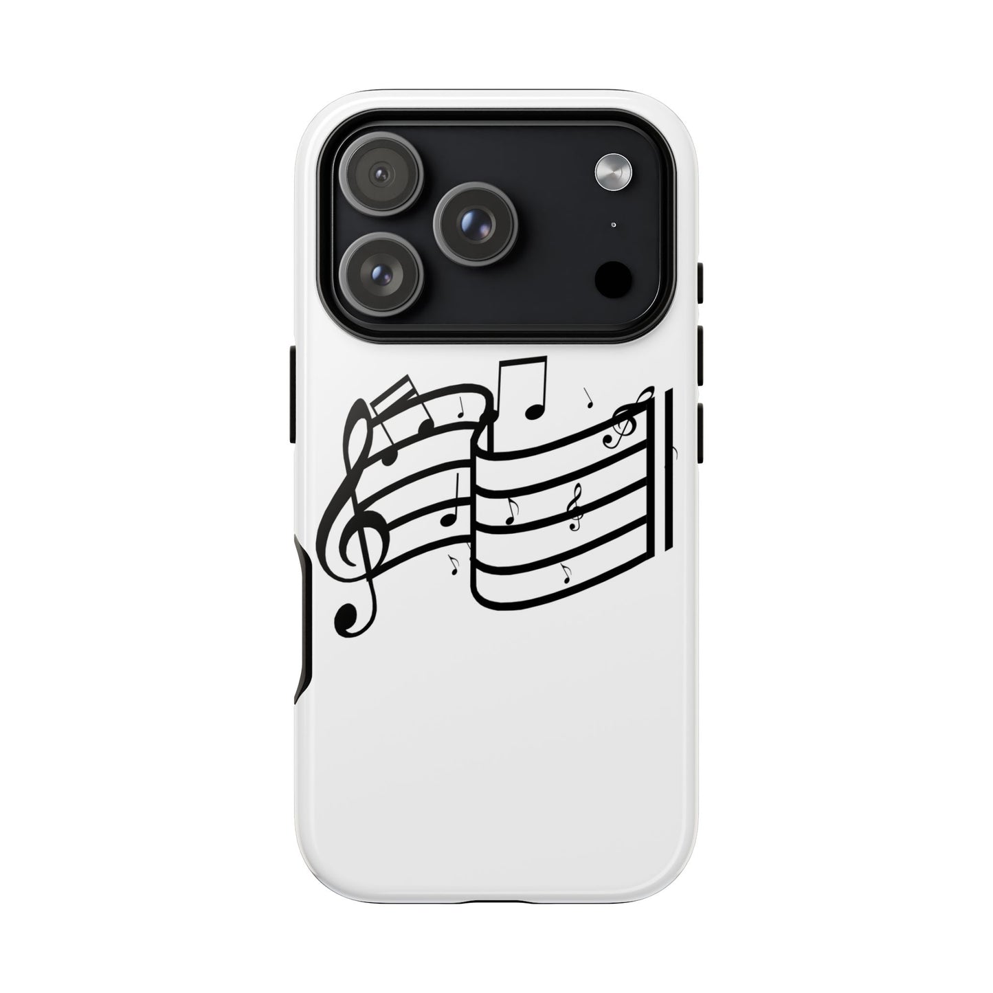 Musical Notes Phone Case — Black Treble Clef Music Staff Tough Case
