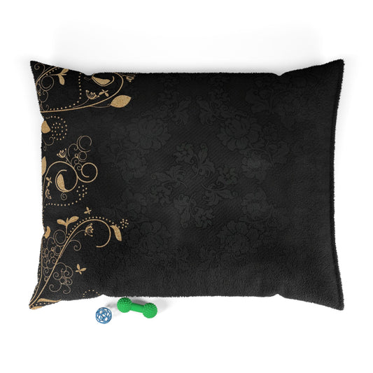 Elegant Black Floral Pet Bed – Plush Comfort Cushion for Dogs & Cats