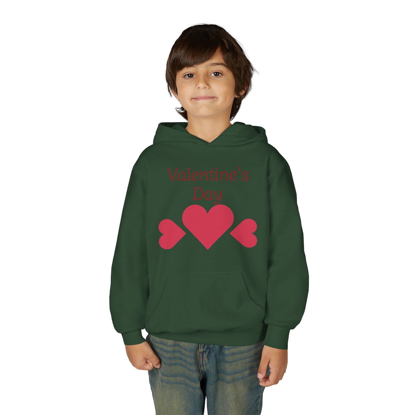 Valentine's Day Kids Hoodie - Pink Heart Trio Youth Sweatshirt