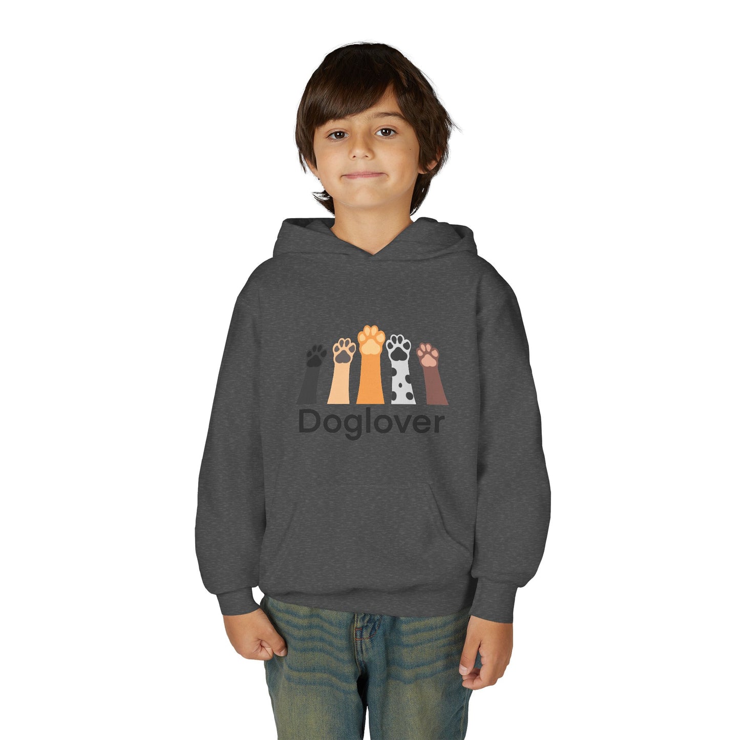 Doglover Youth Hoodie — Cute Paw Print Graphic Sweatshirt for Kids