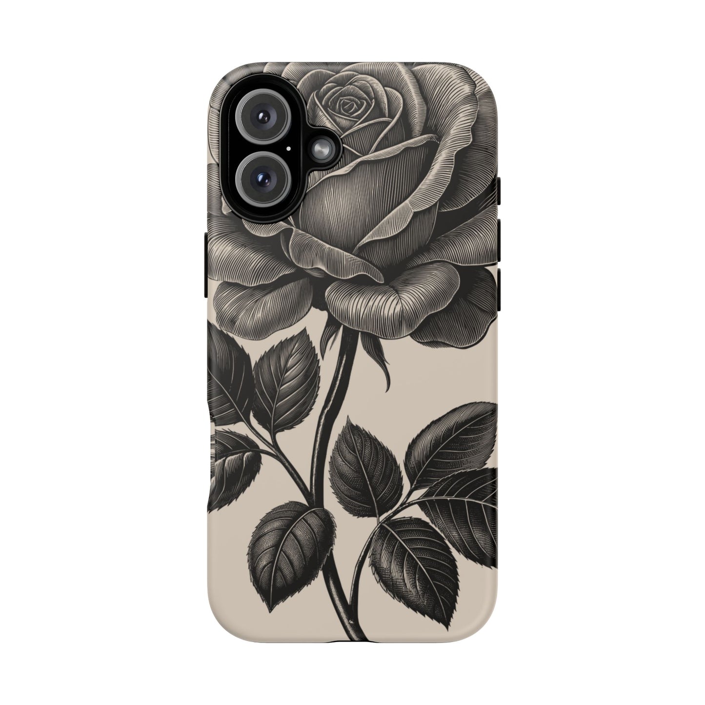Black Rose Phone Case, Tough Cases with Floral Design, Elegant Tech Accessory, Gift for Flower Lovers, Stylish Protection
