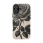 Black Rose Phone Case, Tough Cases with Floral Design, Elegant Tech Accessory, Gift for Flower Lovers, Stylish Protection