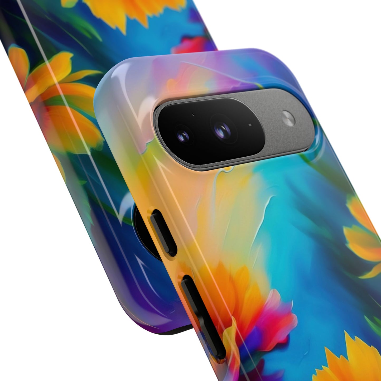 Floral Sunset Tough Phone Case — Vibrant Watercolor Flowers Protective Cover