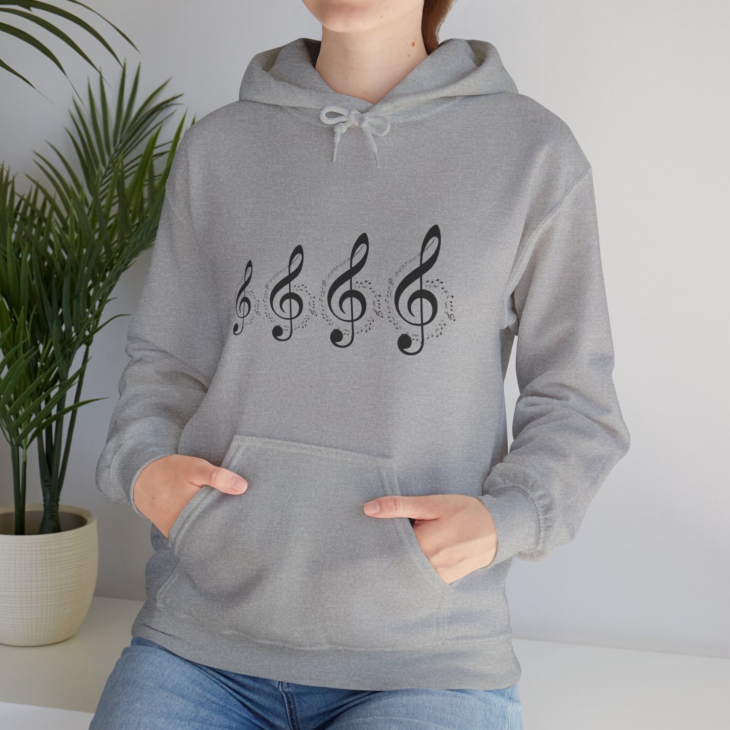 Treble Clef Hoodie – Minimal Music Note Graphic Sweatshirt for Musicians