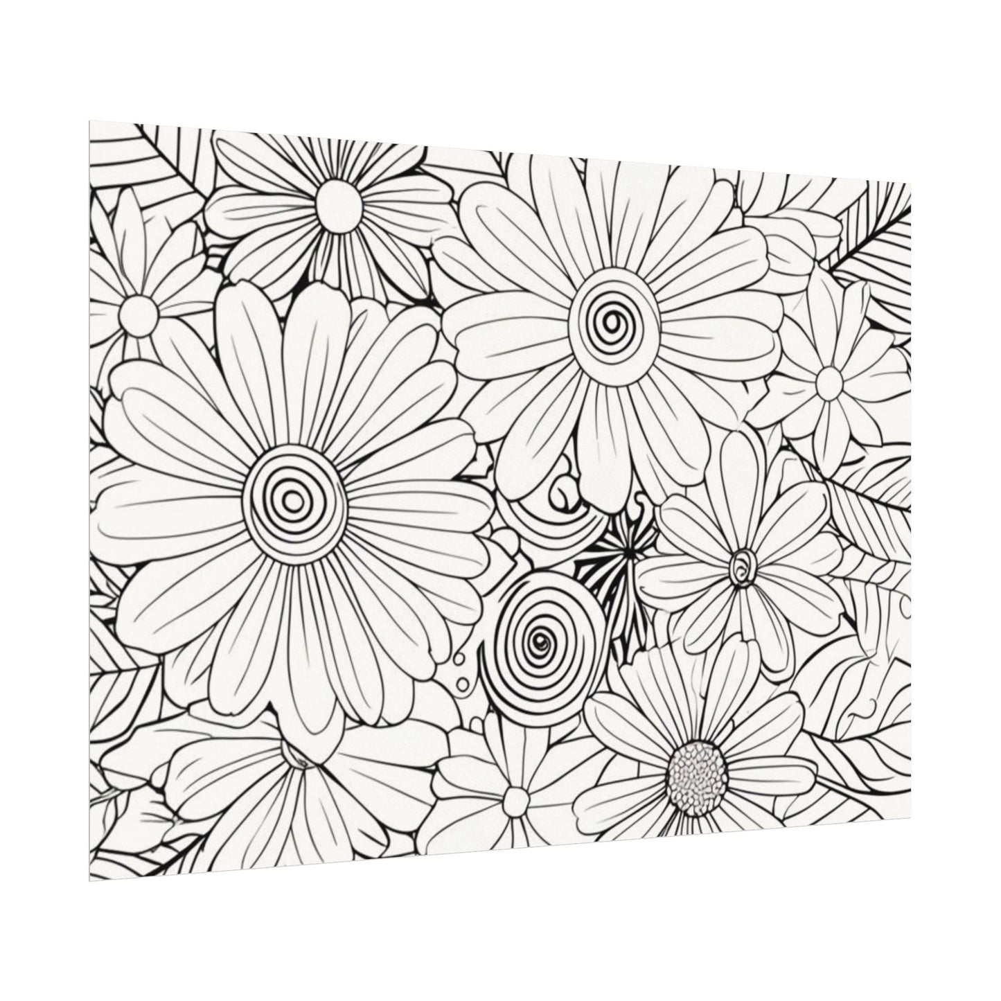 COLOR IT YOURSELF Floral Line Art Poster — Textured Matte Print