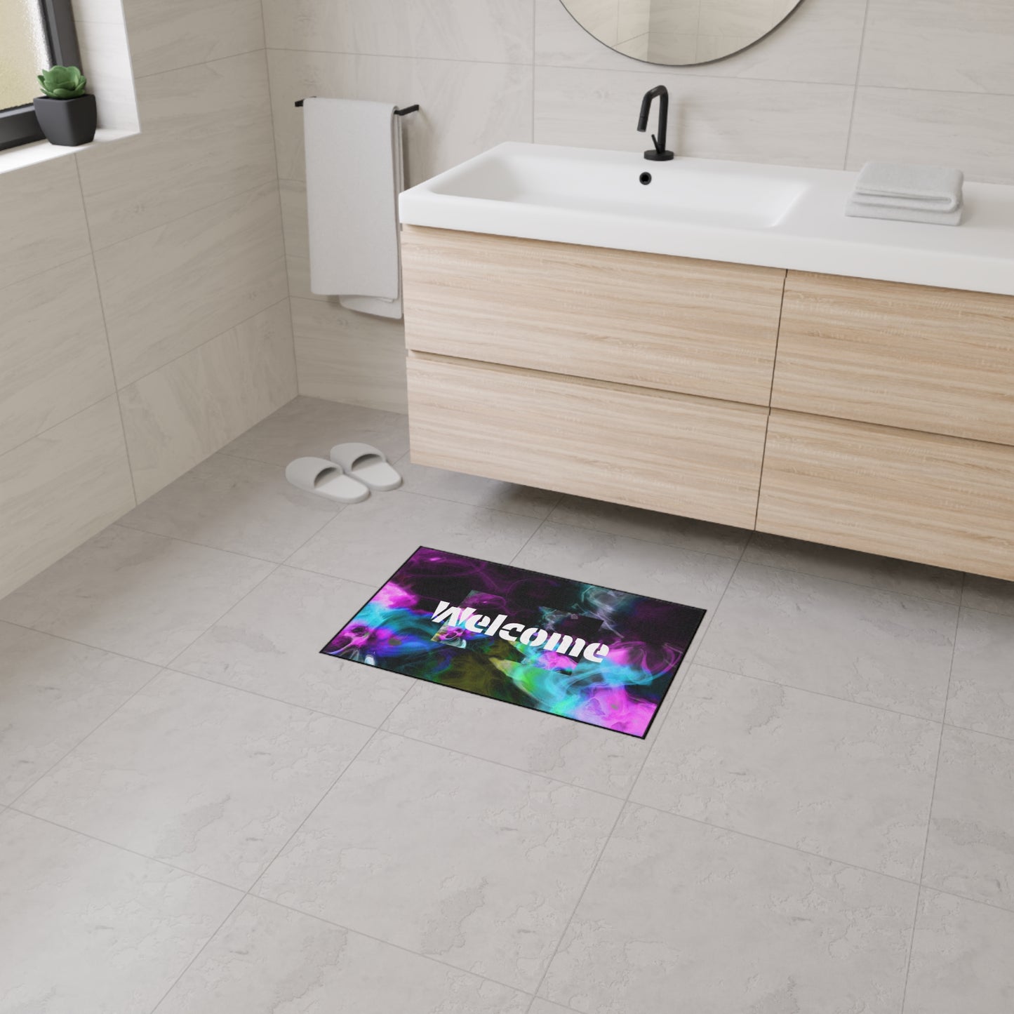 Welcome Smoke Welcome Mat — Heavy Duty Colorful Floor Mat for Entryway