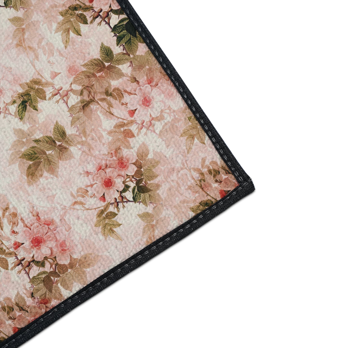Floral Vintage Heavy-Duty Floor Mat — Pink Rose Garden Rug