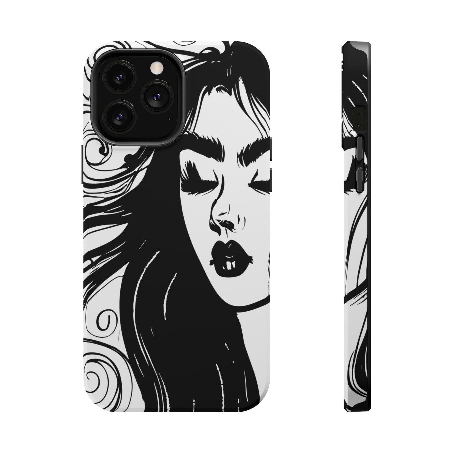 Artistic Black & White Portrait Phone Case — Magnetic Impact-Resistant