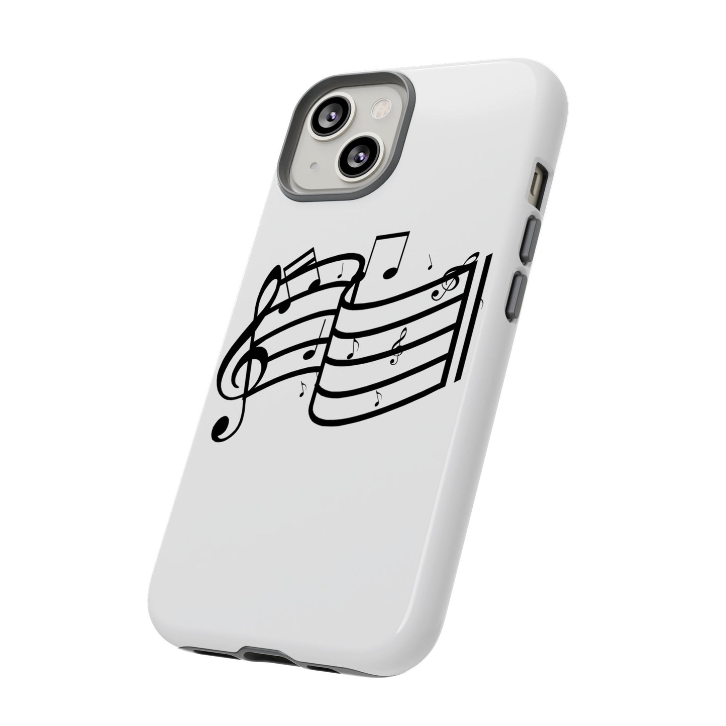 Musical Notes Phone Case — Black Treble Clef Music Staff Tough Case