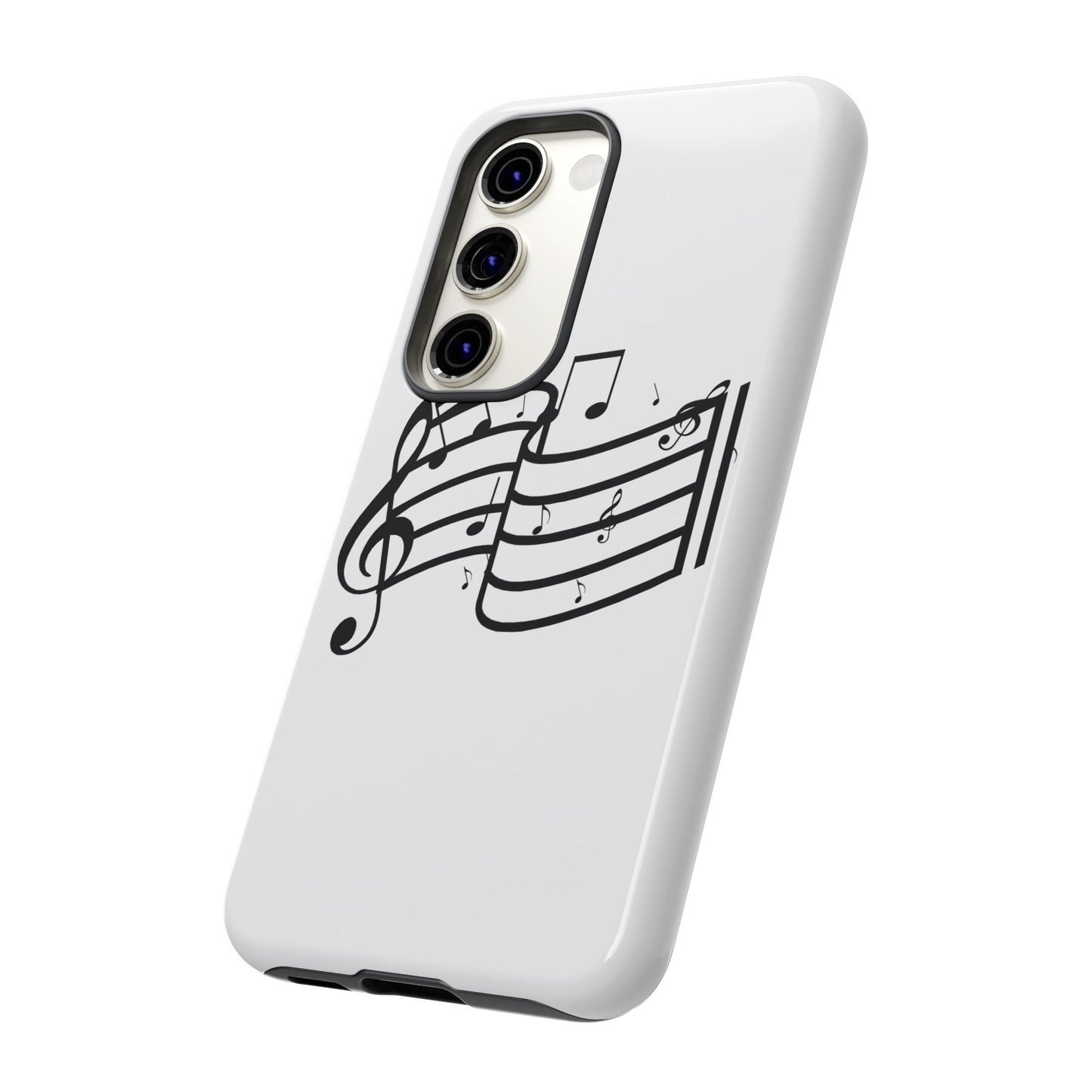 Musical Notes Phone Case — Black Treble Clef Music Staff Tough Case