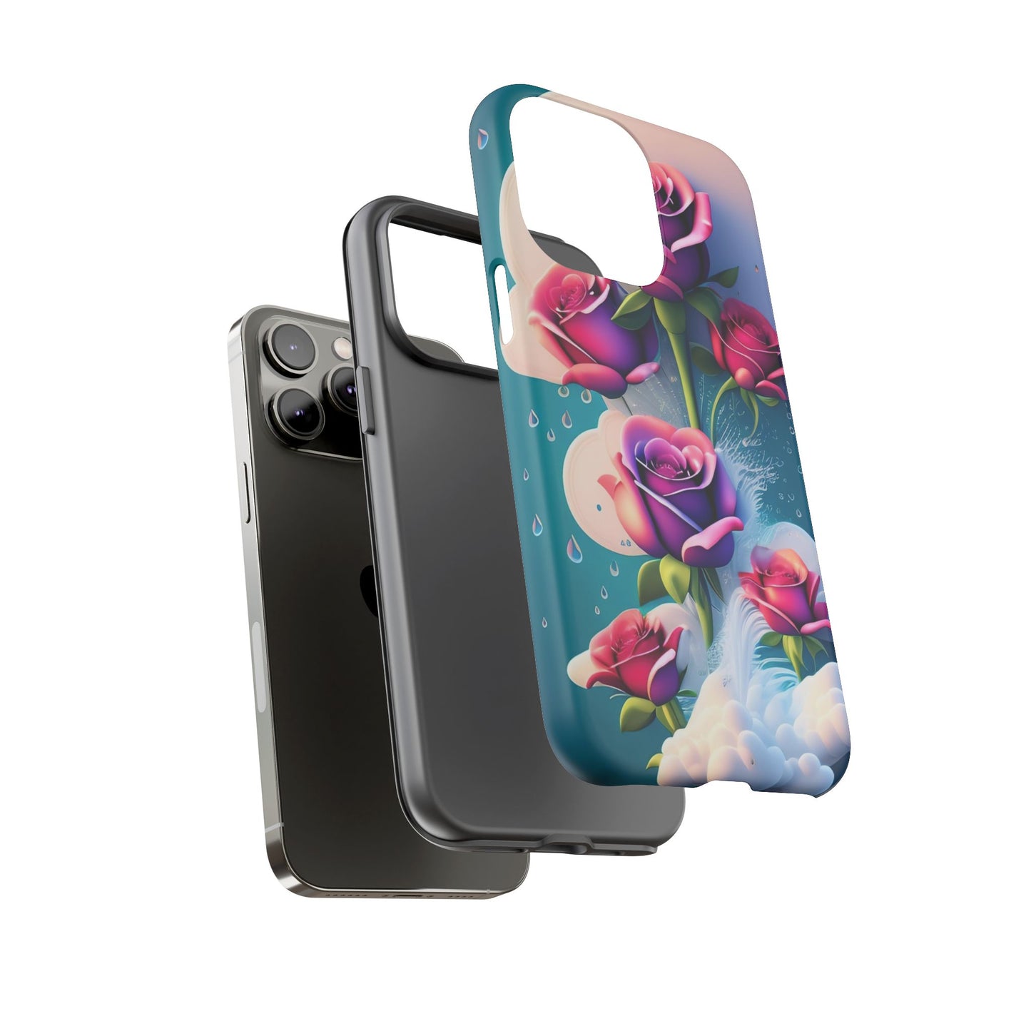 Floral Dream Tough Phone Case — Rose Bouquet Clouds Design