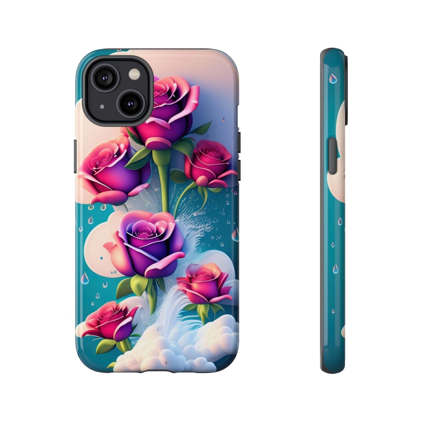 Floral Dream Tough Phone Case — Rose Bouquet Clouds Design