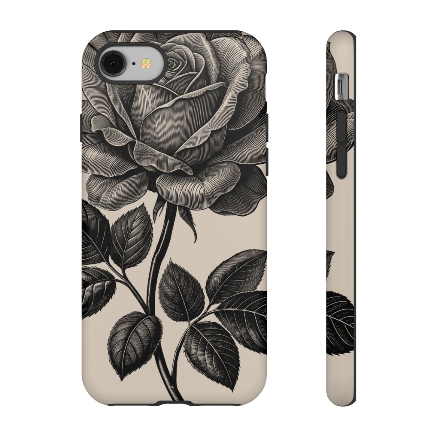 Black Rose Phone Case, Tough Cases with Floral Design, Elegant Tech Accessory, Gift for Flower Lovers, Stylish Protection