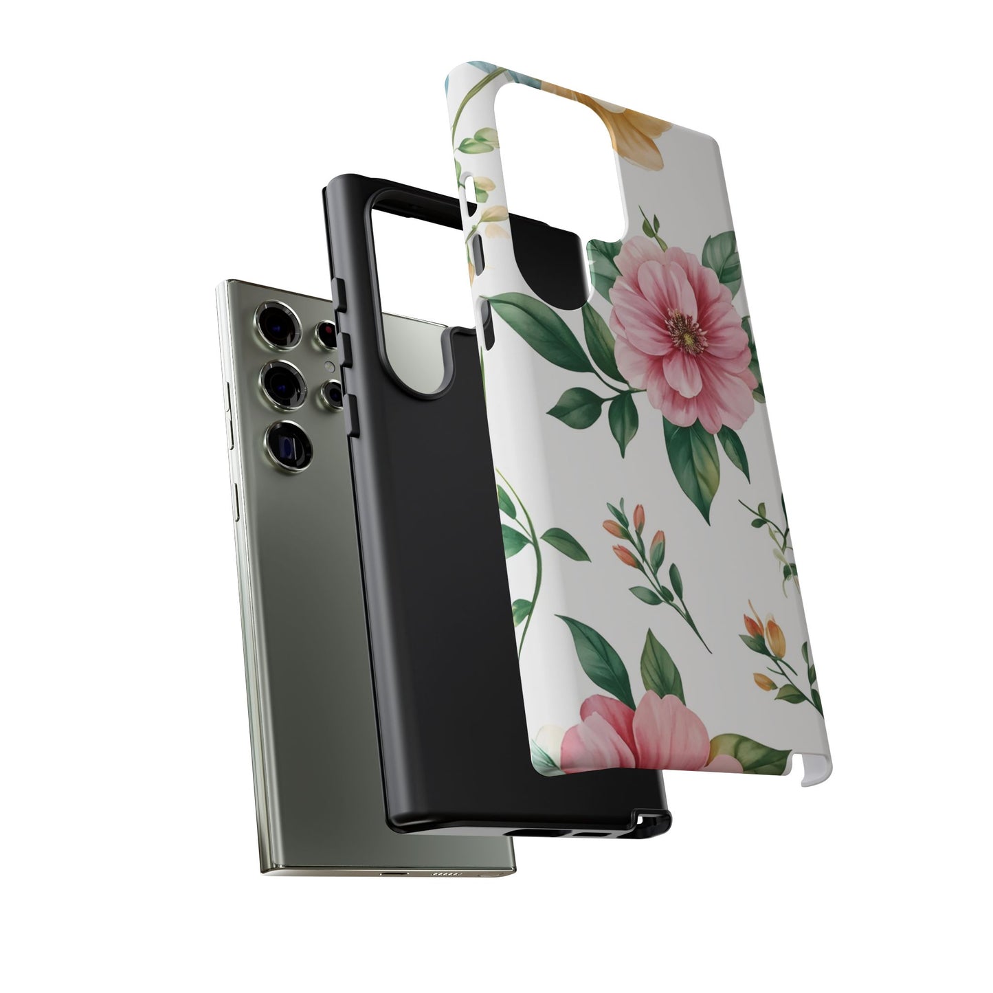 Floral Tough Phone Case — Pink Peony Protective Phone Cover