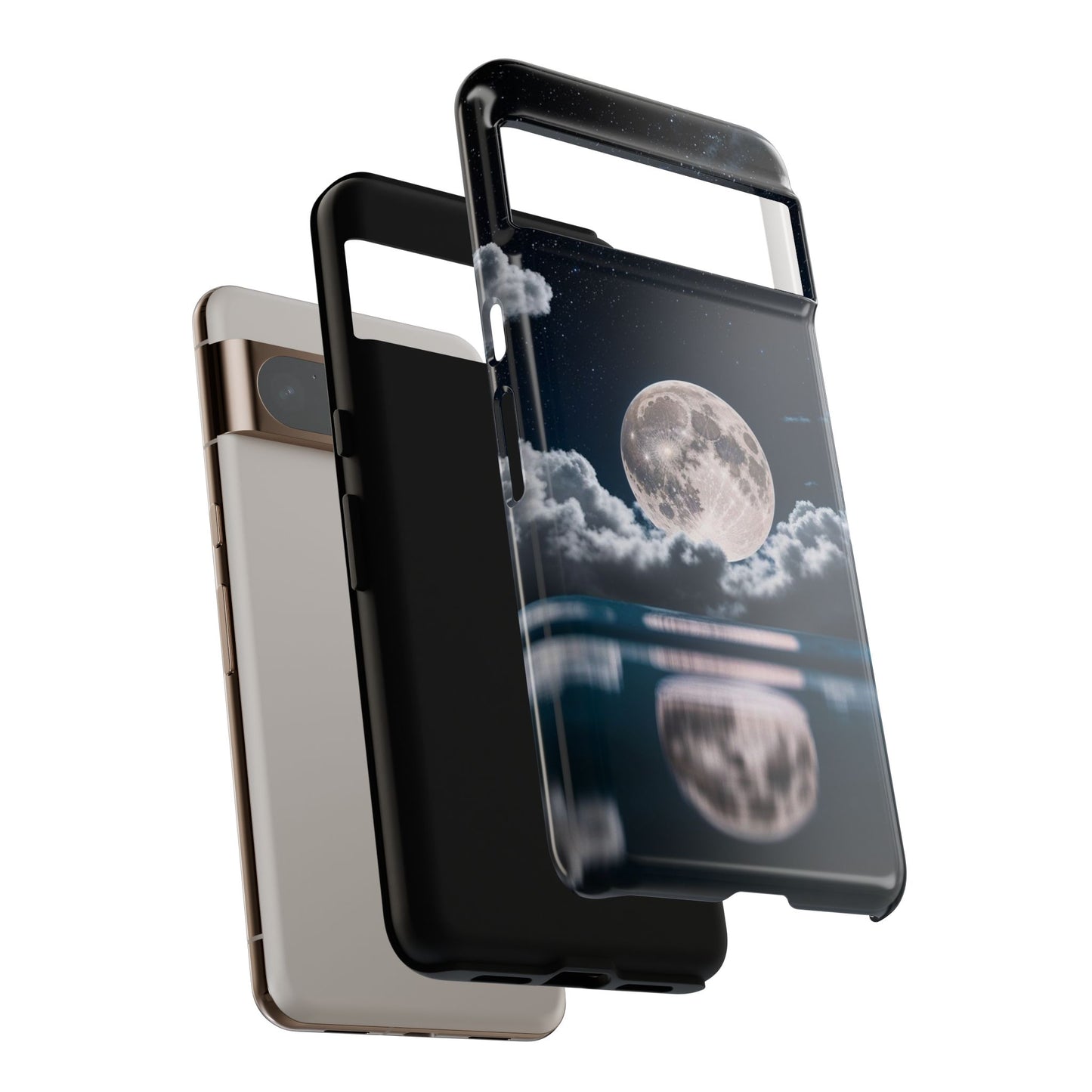 Moonlit Reflection Phone Case — Night Sky Moon & Clouds Tough Case