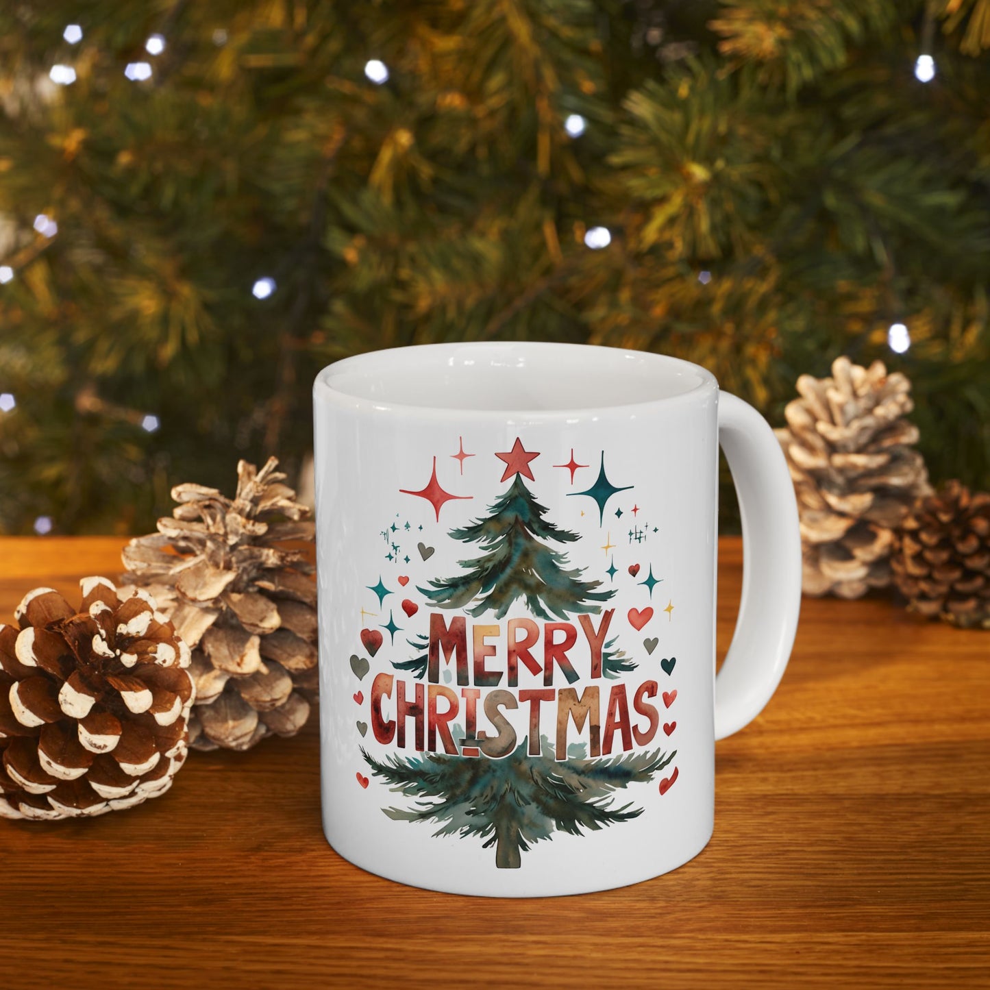 Festive Christmas Mug, Holiday Gift, Hot Cocoa Cup, Merry Christmas Beverage Container, Winter Decor, Family Gatherings