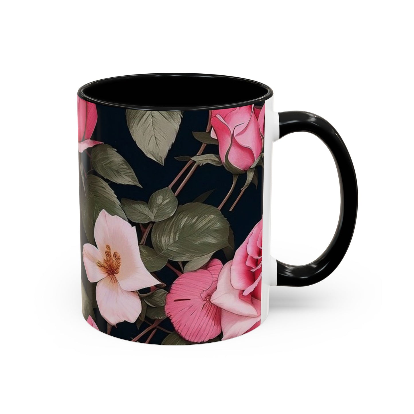 Floral Accent Coffee Mug, Gift for Her, Cute Floral Mug, Spring Decor, Coffee Lover Gift