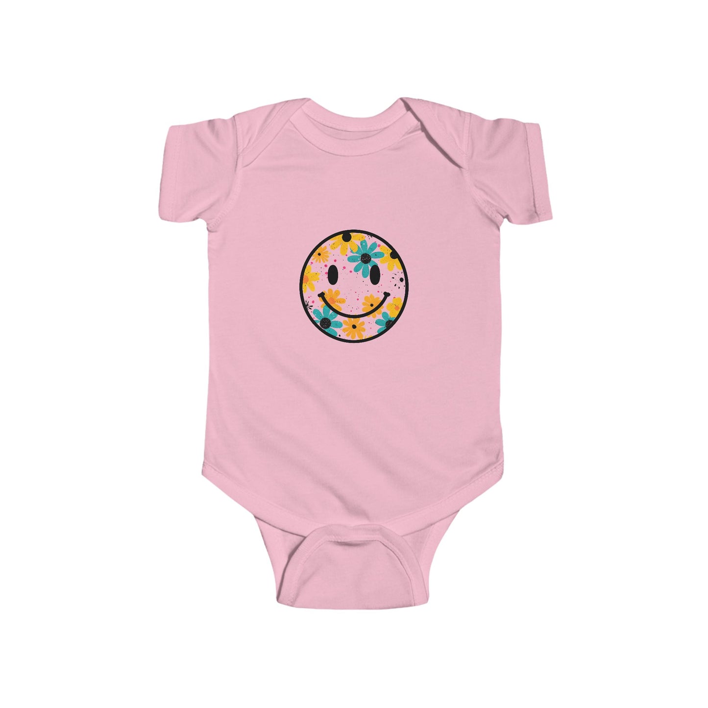 Floral Smile Baby Bodysuit — Cute Flower Smiley Infant Onesie