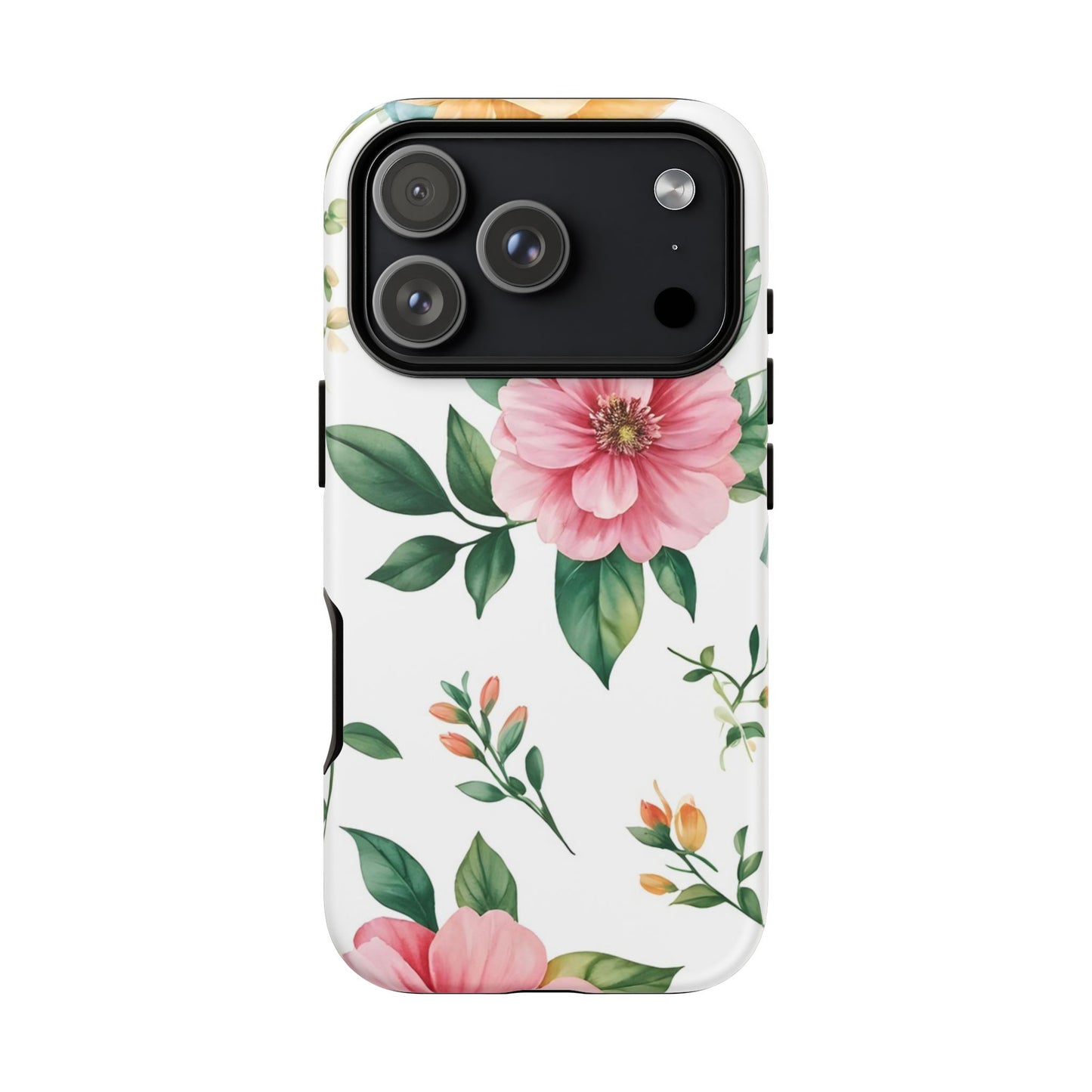Floral Tough Phone Case — Pink Peony Protective Phone Cover