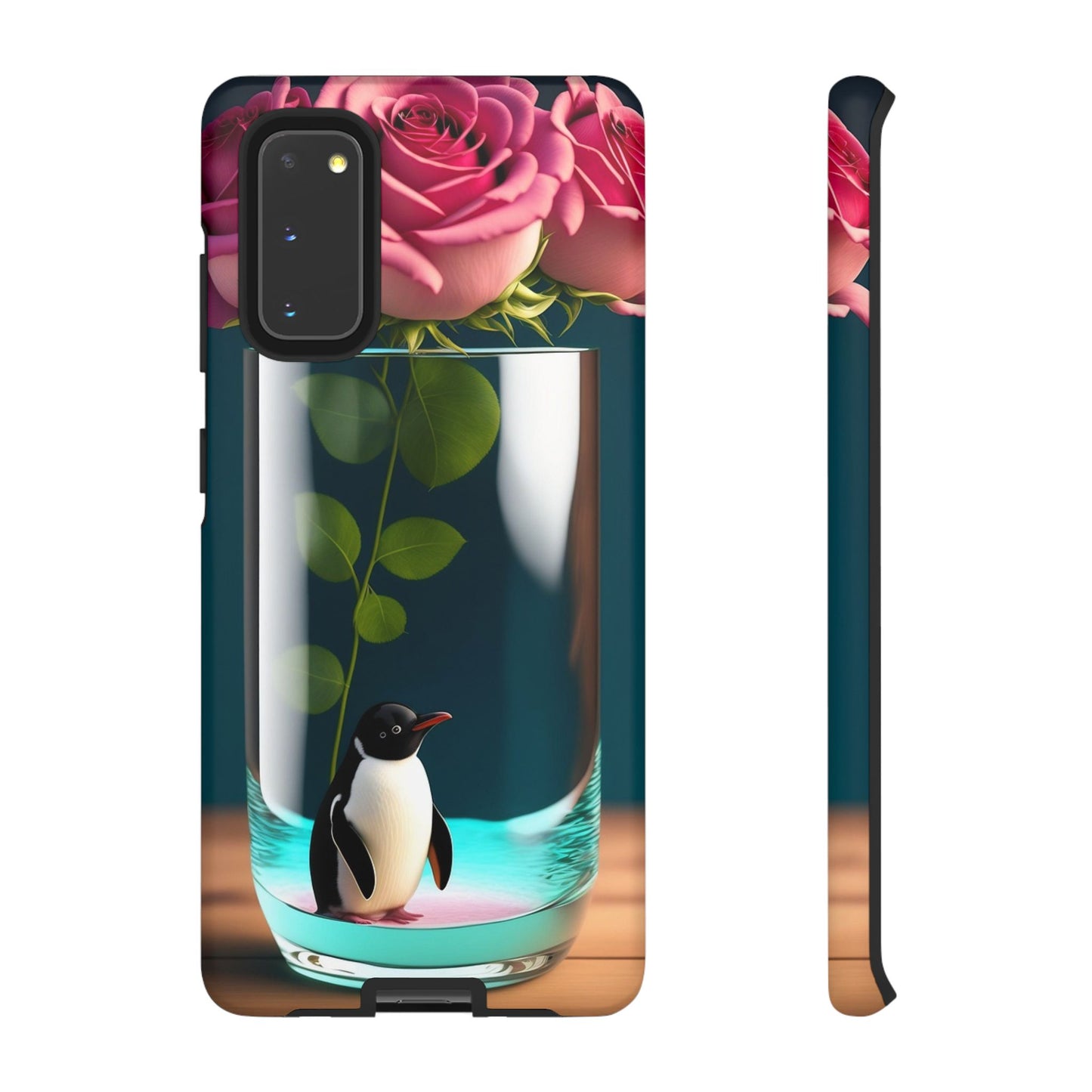 Penguin in a Glass Floral Tough Phone Case — Cute Protective Phone Cover