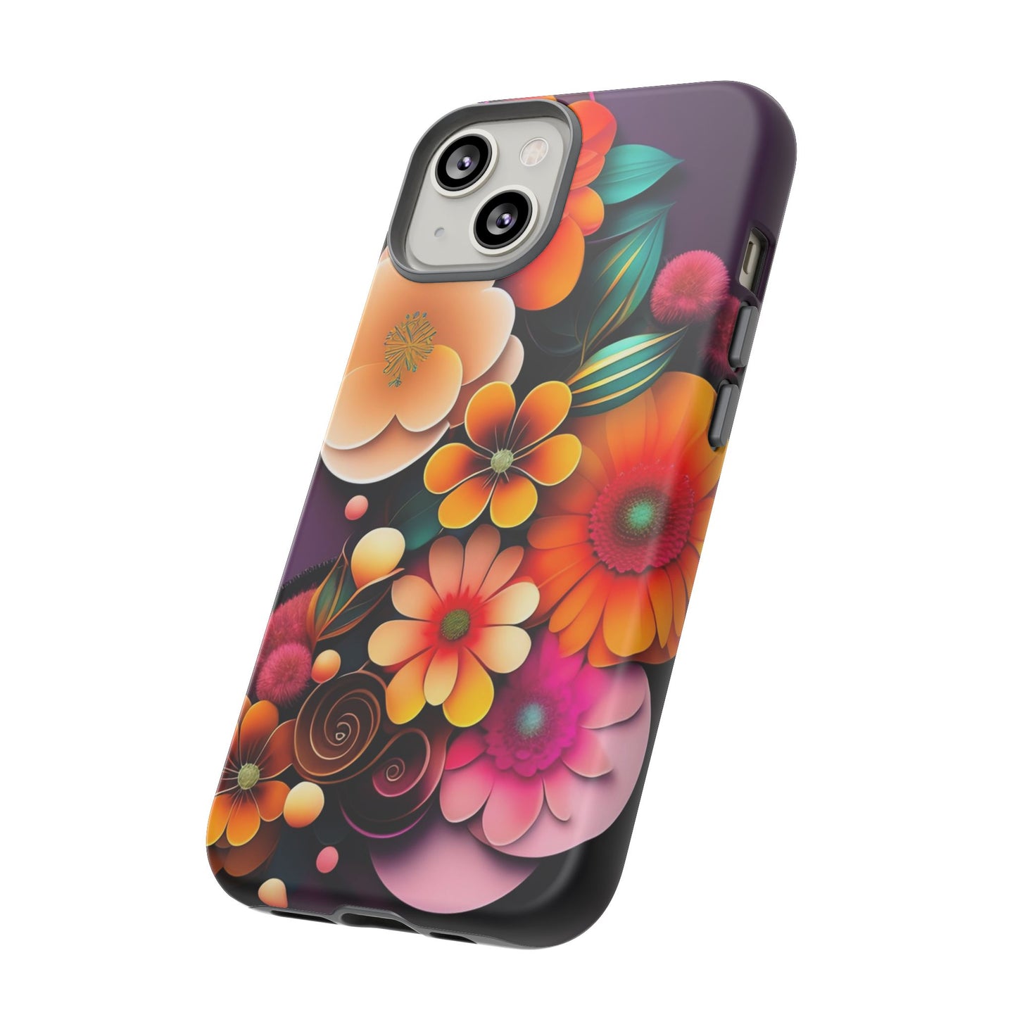 Floral Burst Tough Phone Case — Colorful Retro Flowers Protective Cover