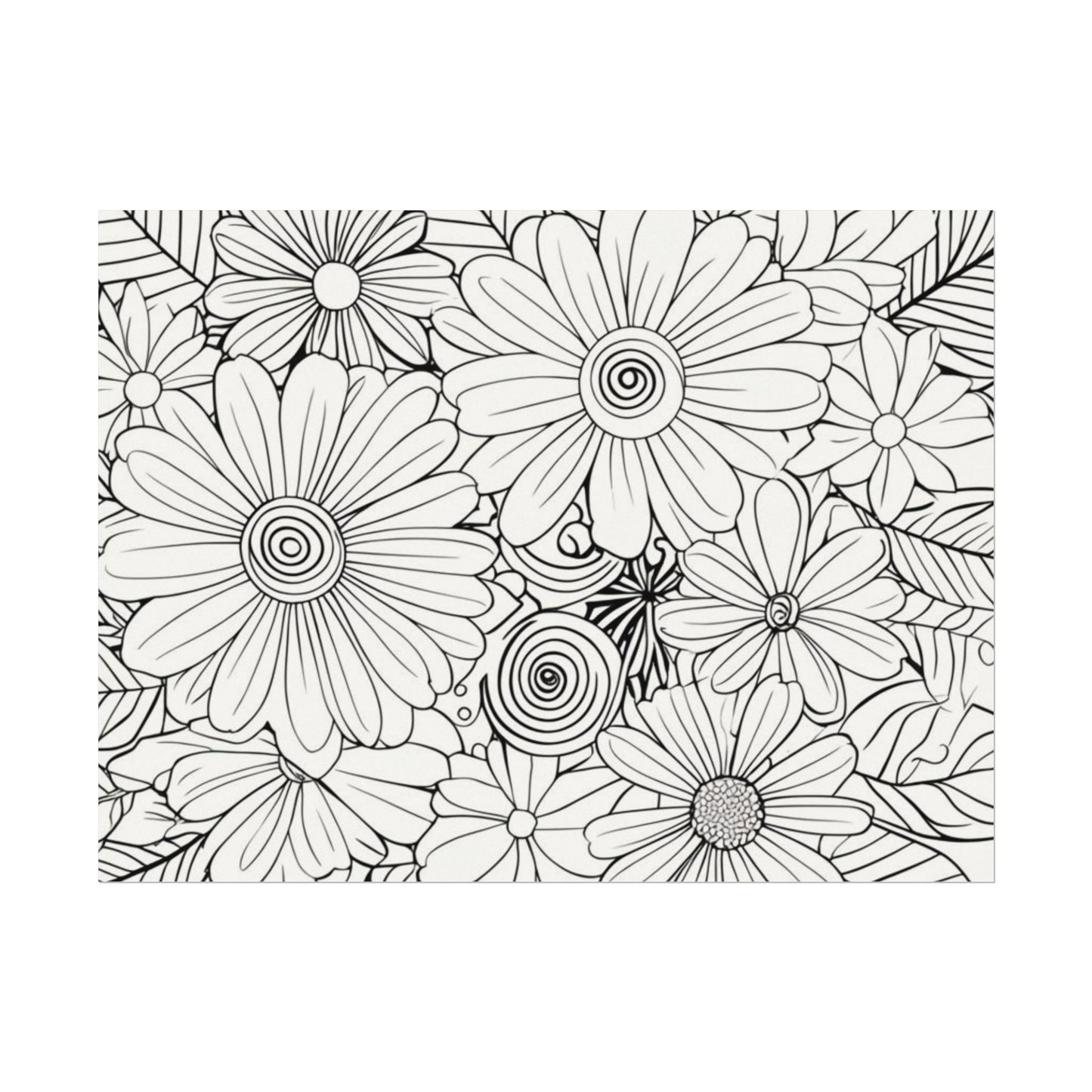 COLOR IT YOURSELF Floral Line Art Poster — Textured Matte Print