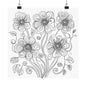Floral Line Art Poster — Black & White Daisy Bouquet Matte Print - DIY