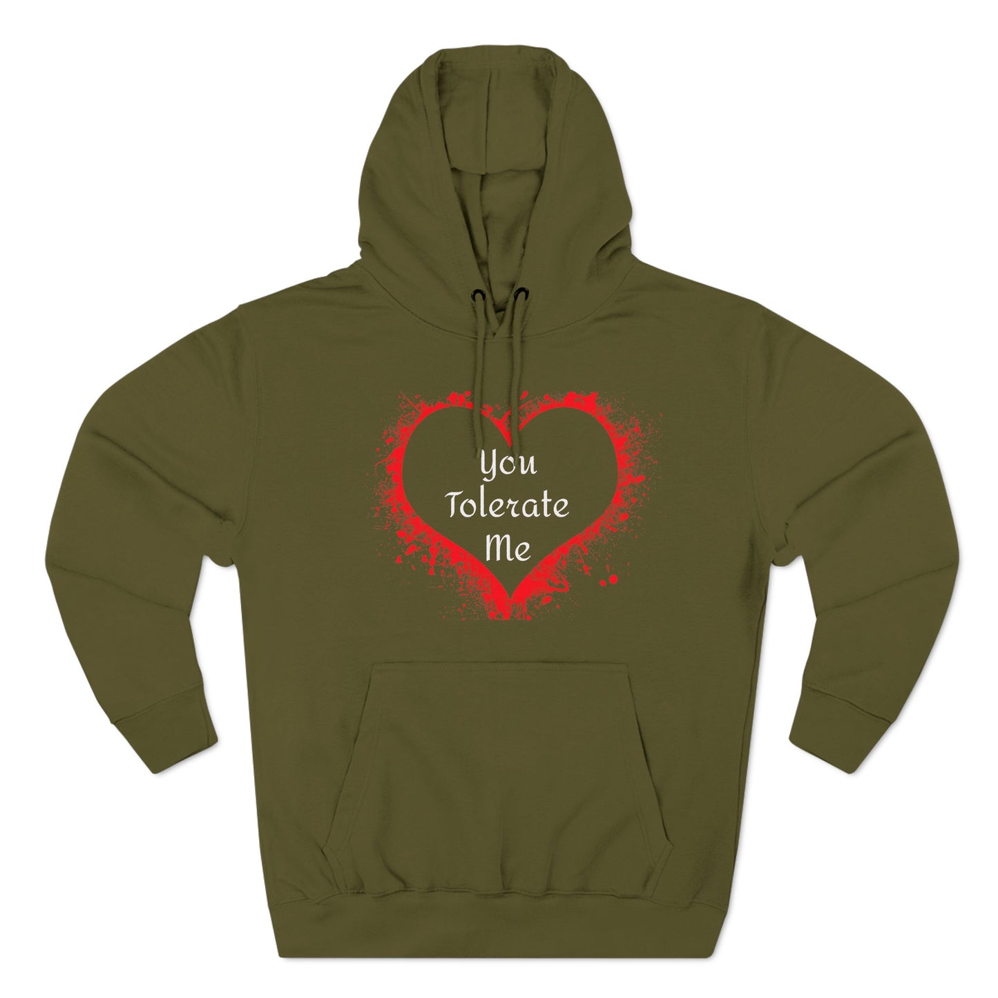 Heart Splash Hoodie — "Love Tolerate Me" Graphic Pullover