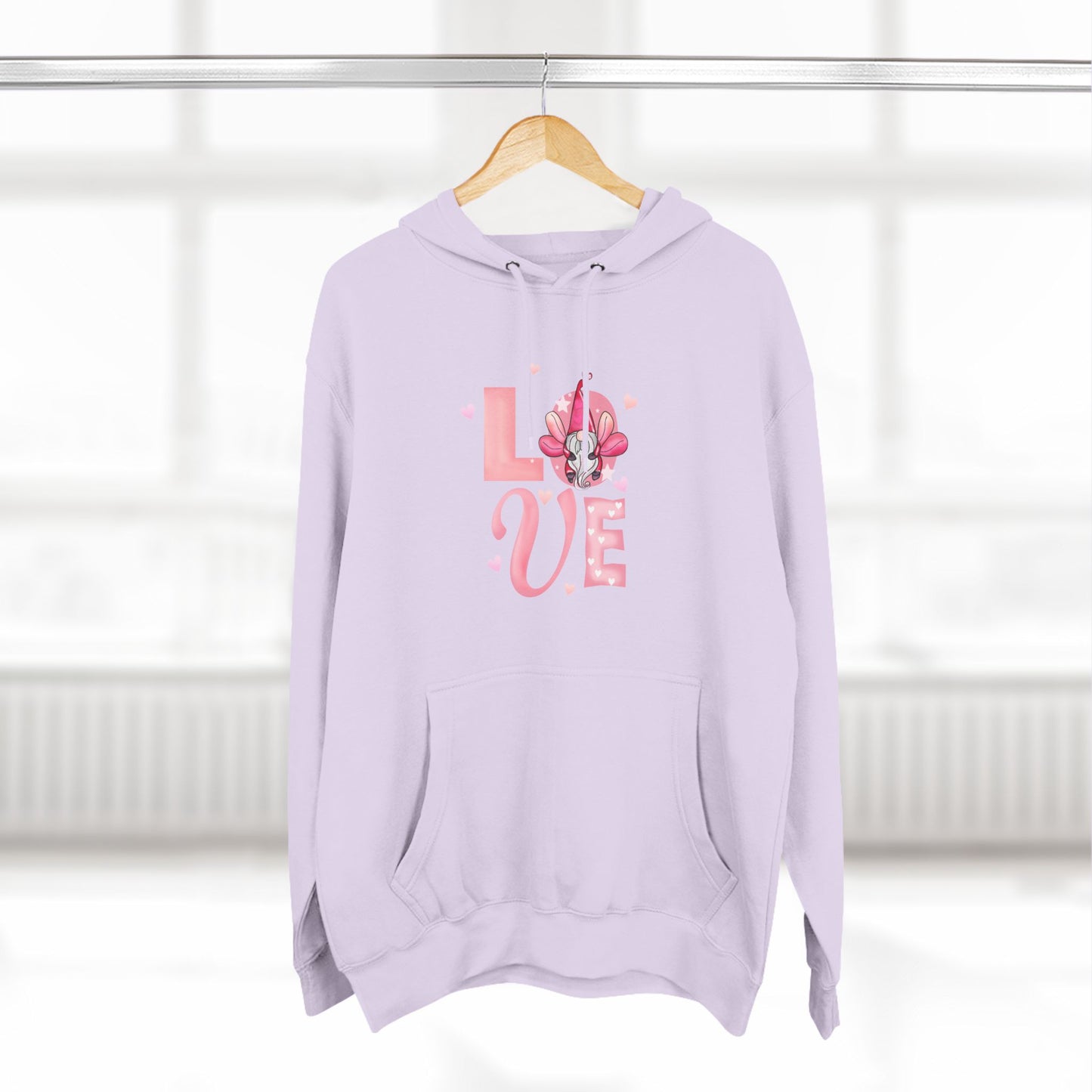 Love Blossom Hoodie — Pink Floral "LOVE" Graphic Fleece Hoodie
