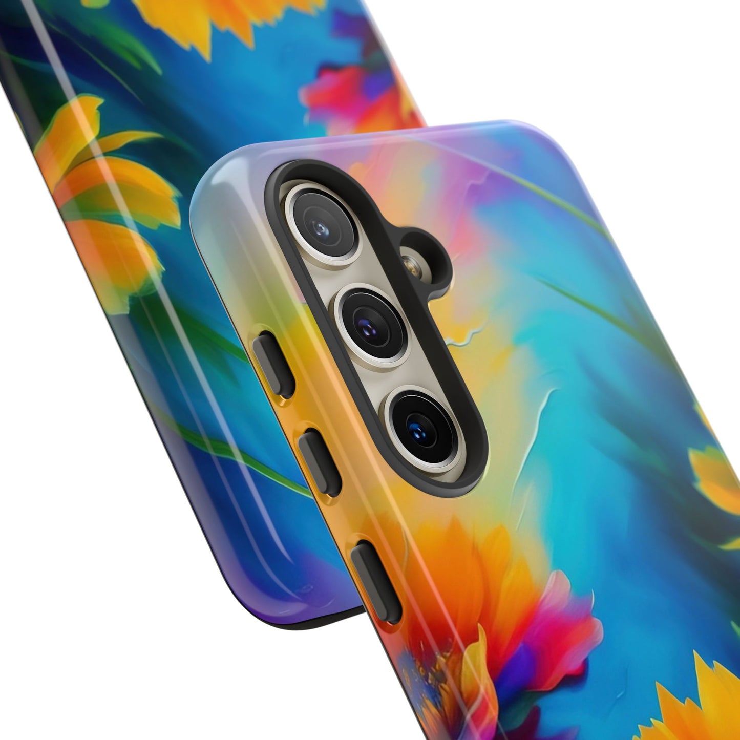 Floral Burst Tough Phone Case — Vibrant Watercolor Flowers Protective Cover