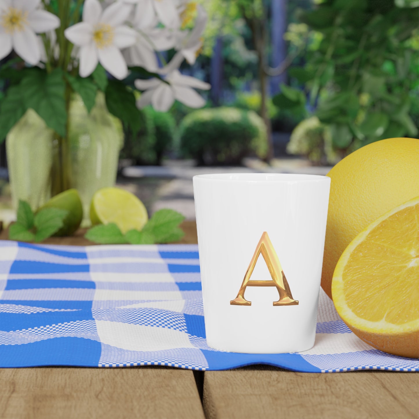 Elegant Gold Letter A Shot Glass, Personalized Party Favors, Wedding Gift