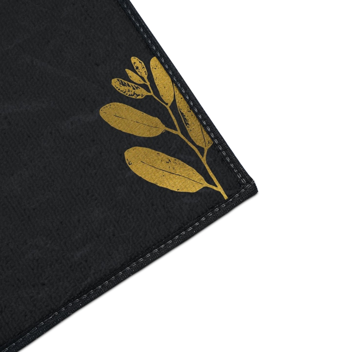 Monogram A Heavy Duty Floor Mat — Black & Gold Botanical Doormat
