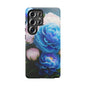 Floral Blue Peony Phone Case — Protective Tough Case with Pink & Blue Blooms