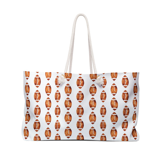 Football Pattern Weekender Bag — Large Travel Tote for Game Day & Weekend Trips
