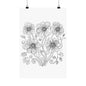 Floral Line Art Poster — Black & White Daisy Bouquet Matte Print - DIY