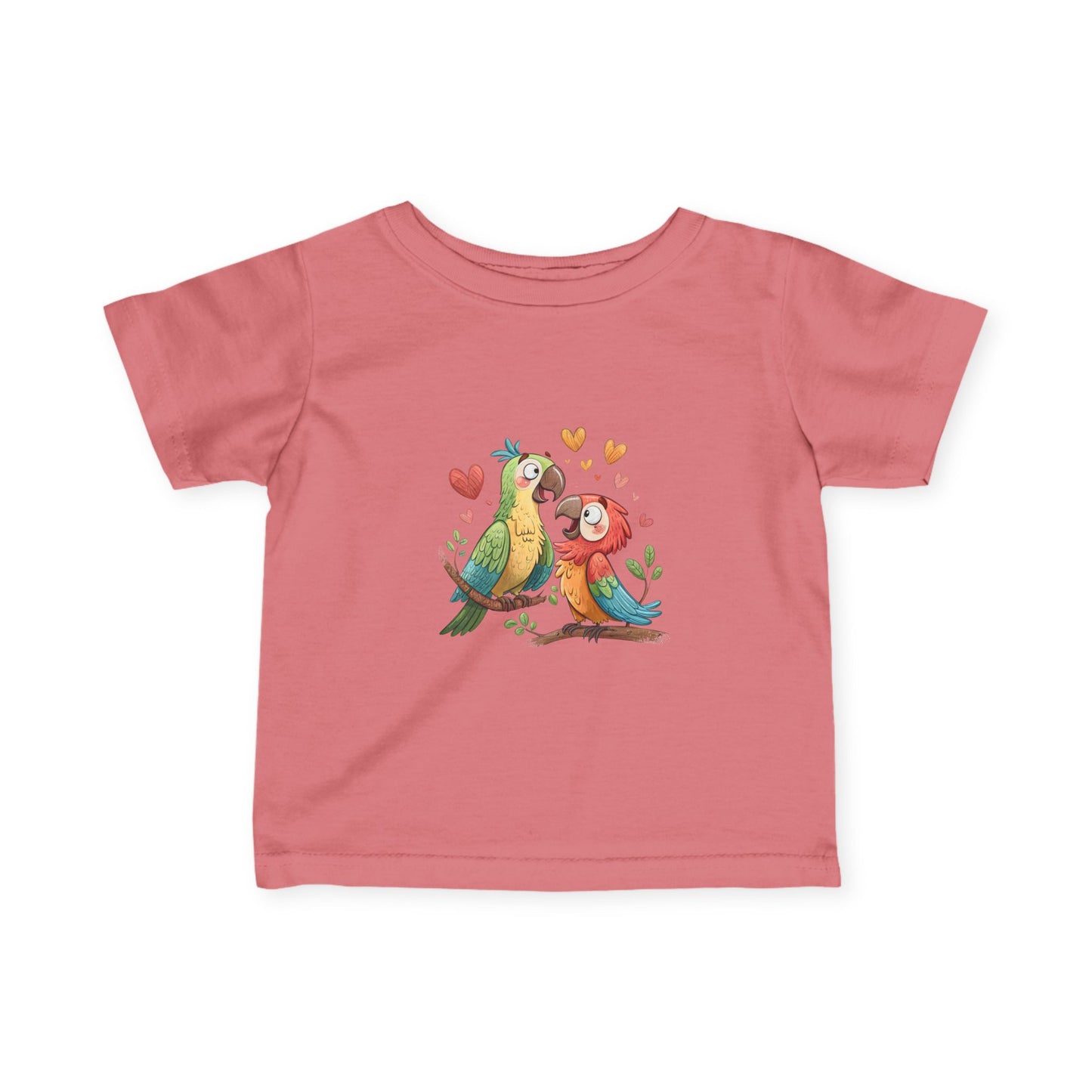 Infant Tee — Cute Pair of Parrots Baby Shirt (Hearts & Love)