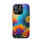 Floral Sunset Tough Phone Case — Vibrant Watercolor Flowers Protective Cover