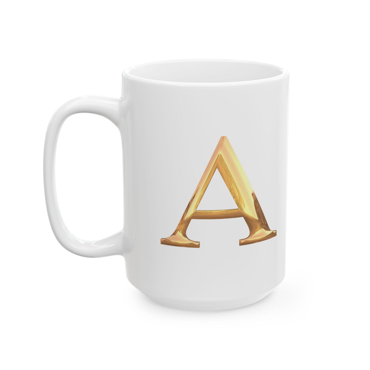 Elegant Golden Letter A Ceramic Mug | Personalized Coffee Cup Letter A