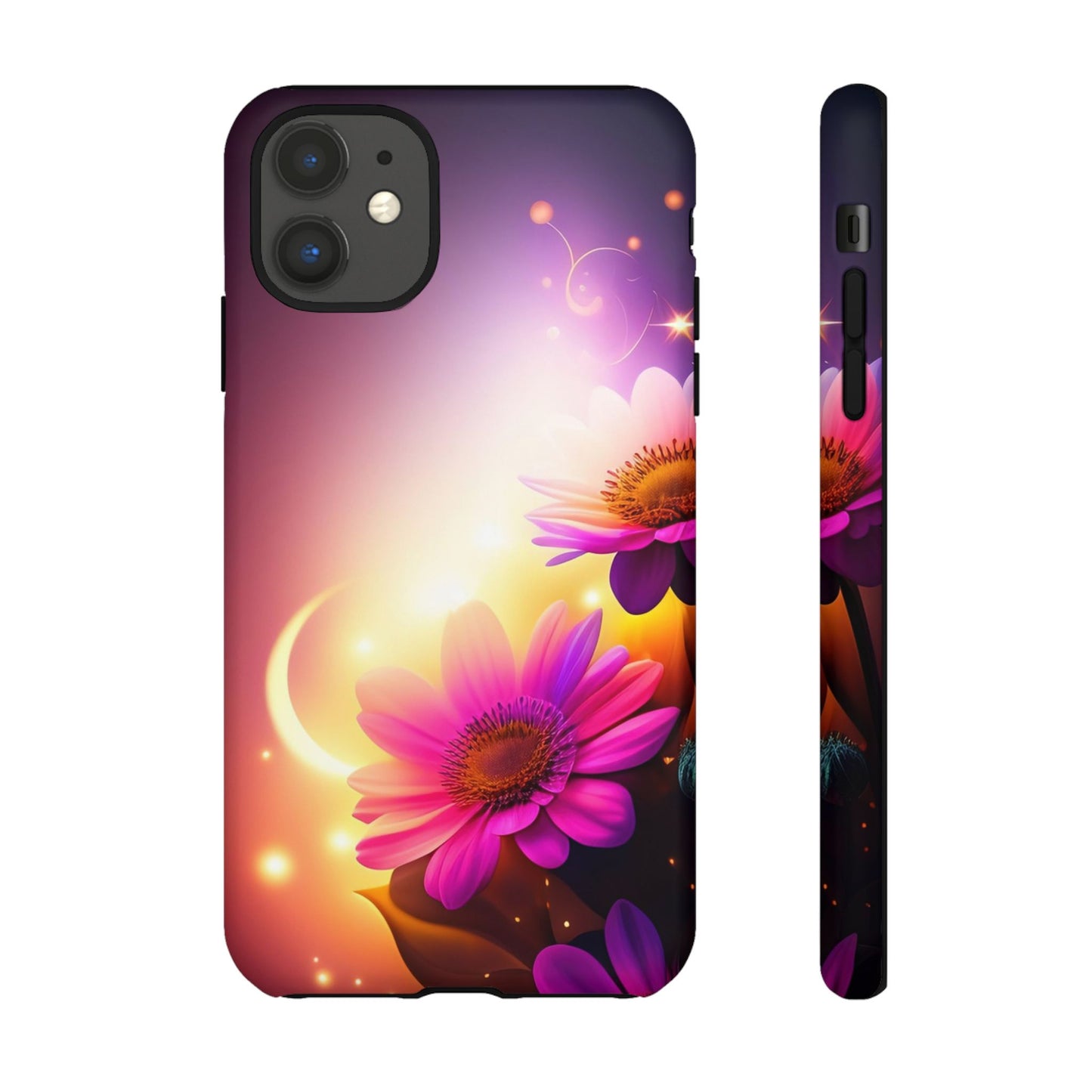 Floral Moonlight Phone Case – Purple Daisy Protective Cover