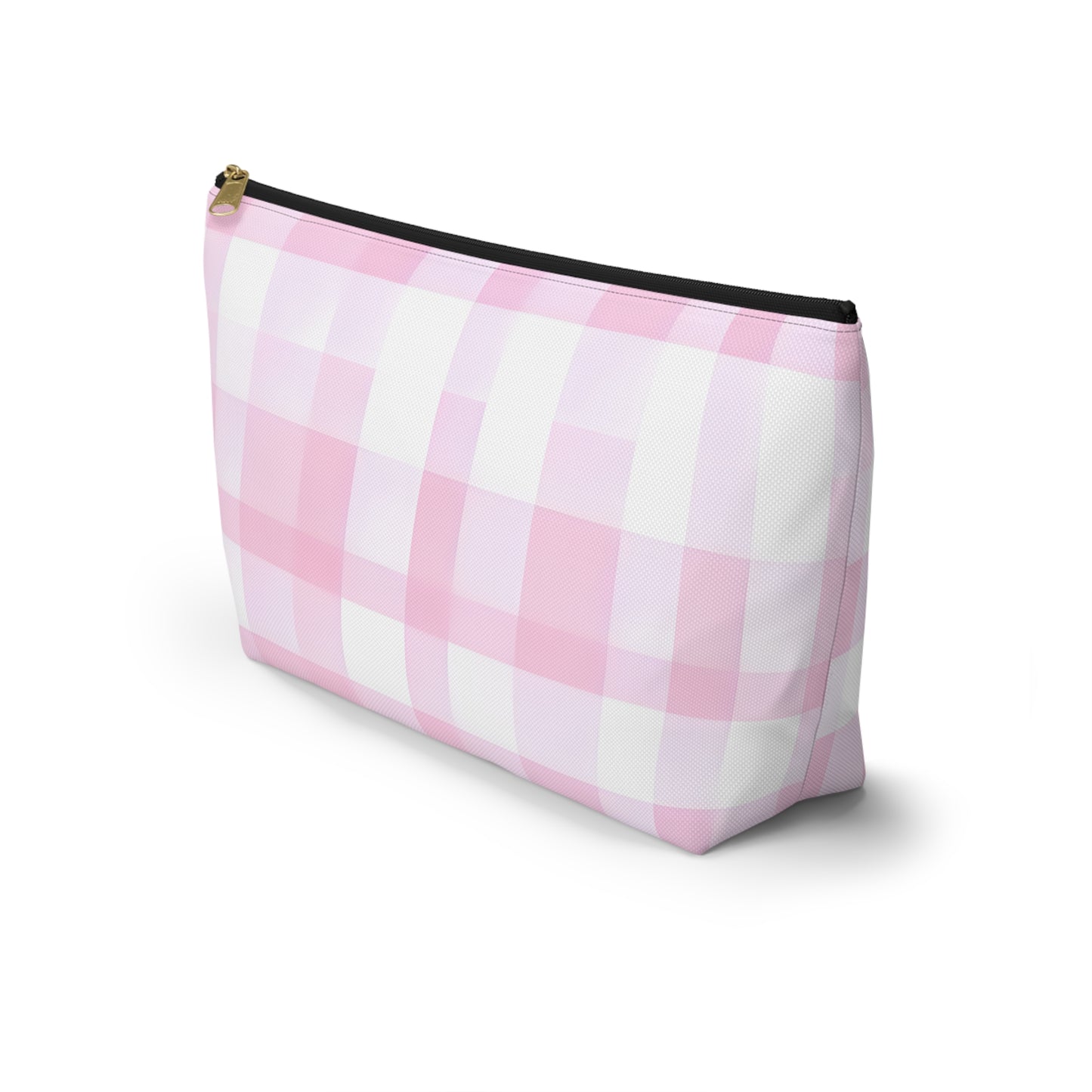Pink Gingham Accessory Pouch — T‑Bottom Makeup & Toiletry Bag