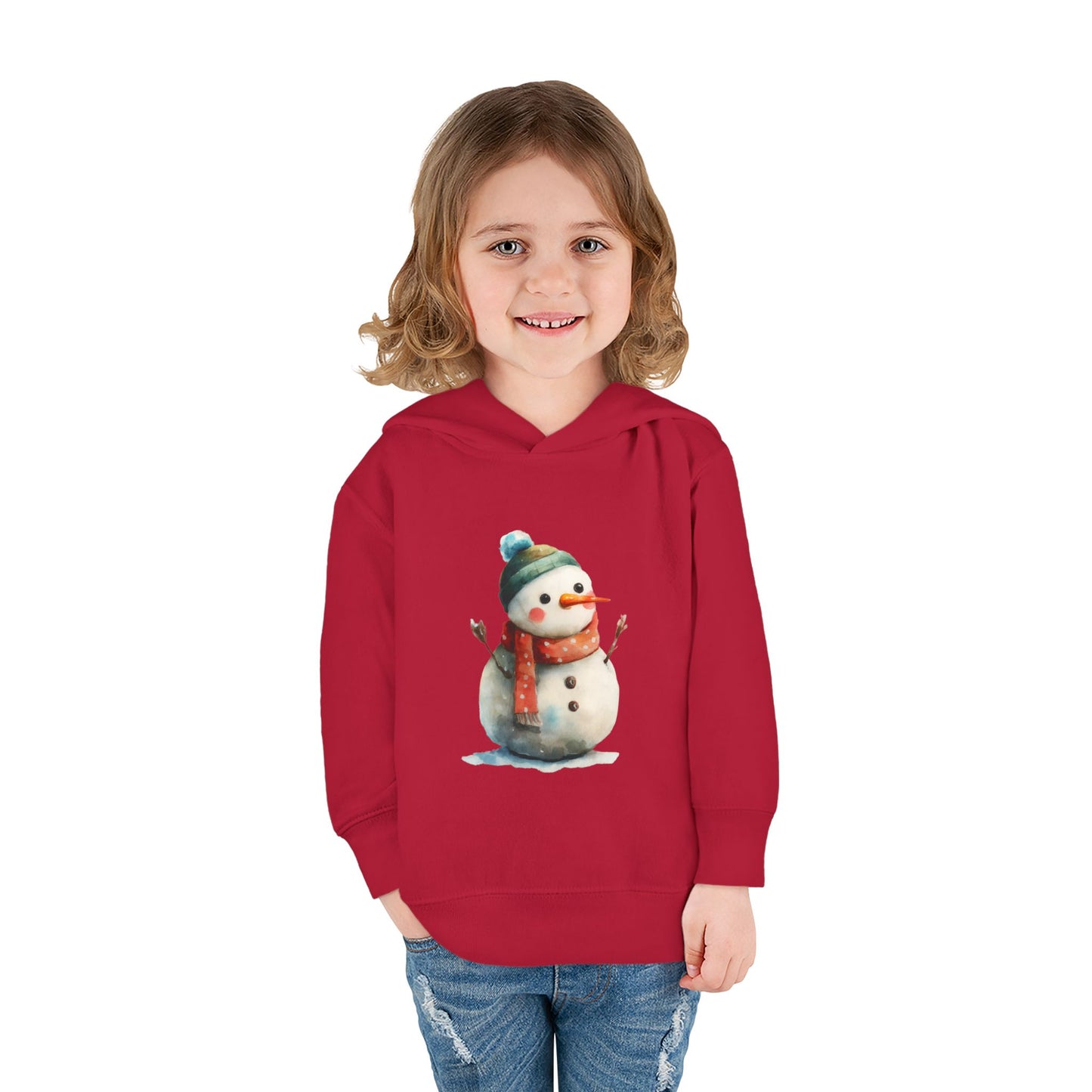 Cozy Snowman Toddler Pullover Fleece Hoodie - Winter Apparel, Cute Gift for Kids, Holiday Wear, Soft Hoodie for Toddlers, Christmas Outfit