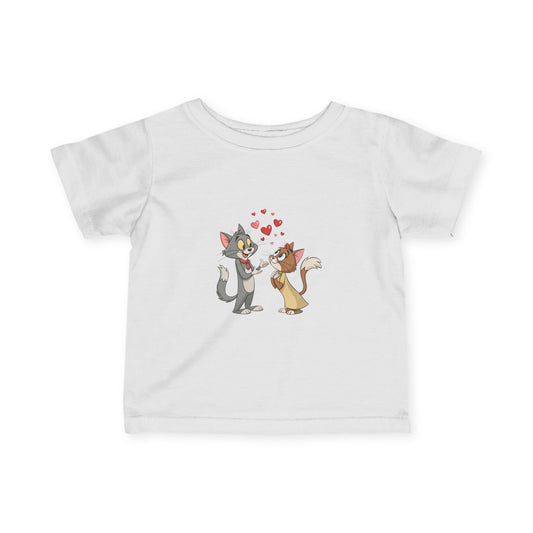 Infant Tee — Cute Cartoon Cats in Love Kids Shirt