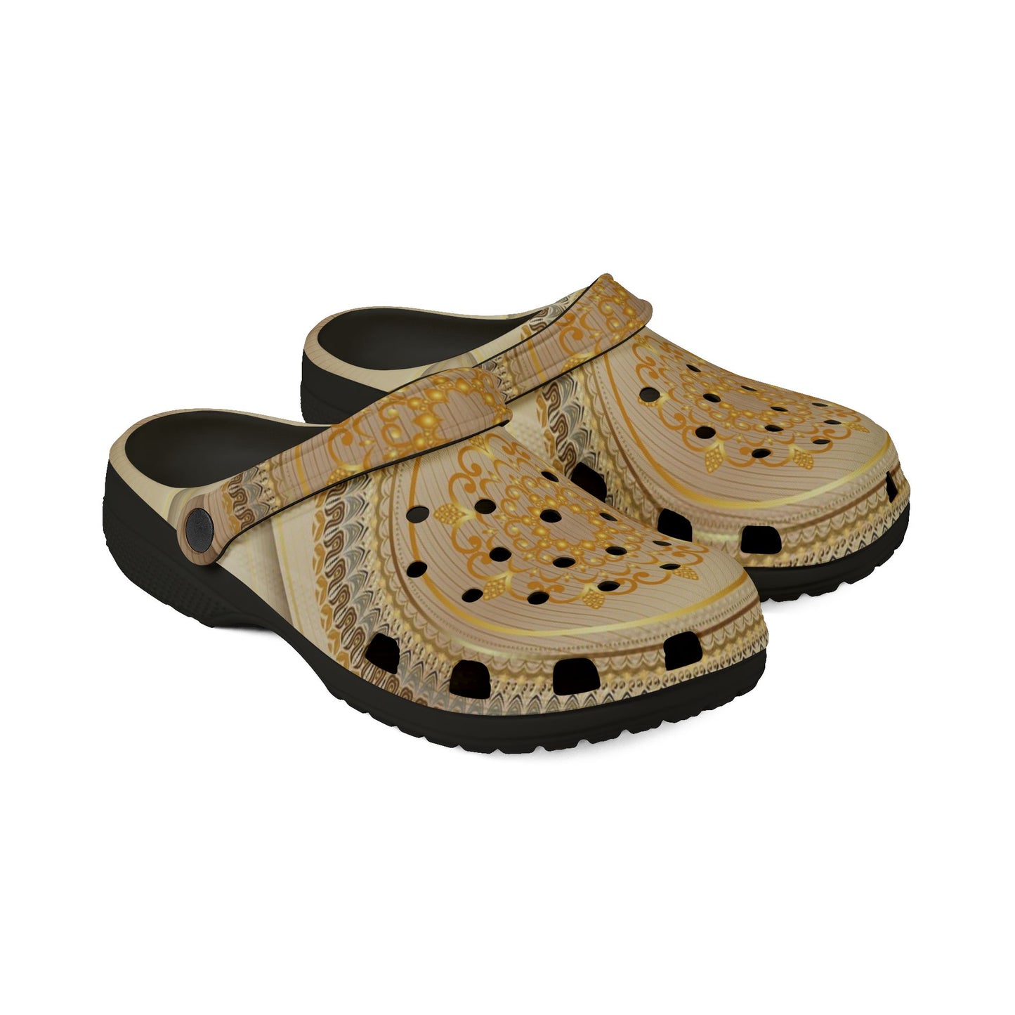 Golden Mandala EVA Foam Clogs — Comfortable Slip-On Garden Shoes