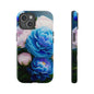 Floral Blue Peony Phone Case — Protective Tough Case with Pink & Blue Blooms
